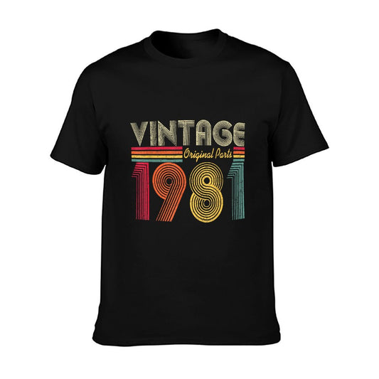Vintage 1981 40th Birthday Gift Men Women 40 Years Old  Rolled Sleeves T-Shirt