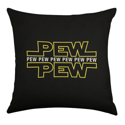 Pew Pew Pew Linen Throw Pillow Cover
