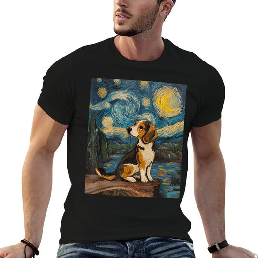 Beagle Dog - Van Gogh Style - Starry Night Graphic T-Shirt