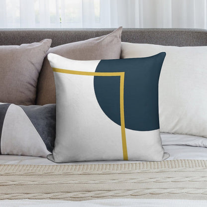 Abstract Geometric Minimalist Navy Blue, Light Mustard Yellow, And White Soft Easy Maintenance Throw Pillow