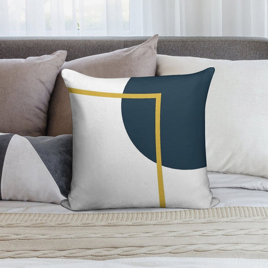 Abstract Geometric Minimalist Navy Blue, Light Mustard Yellow, And White Soft Easy Maintenance Throw Pillow