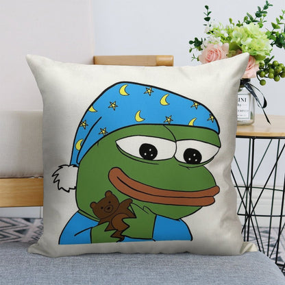 Bedtime Pepe - Sleepo Peepo Linen Throw Pillow Cover