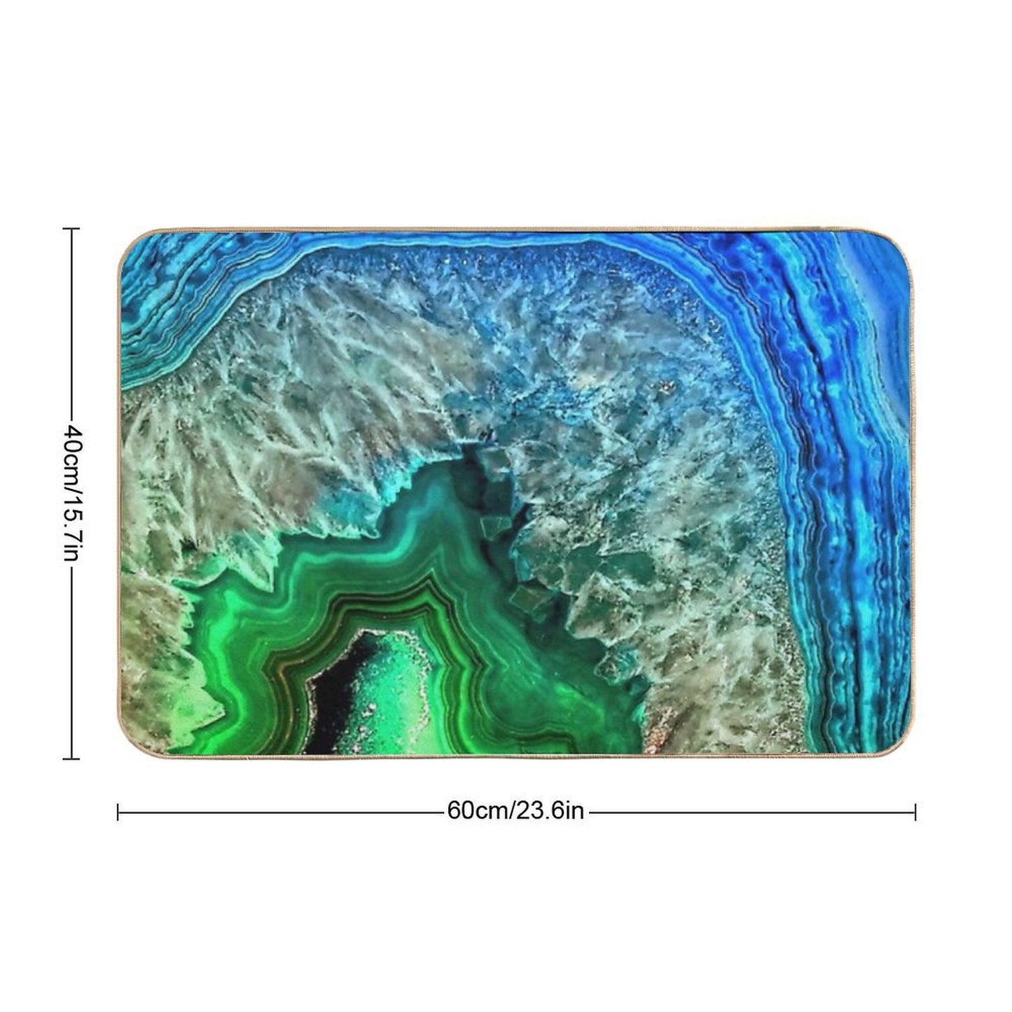 Green And Blue Faux Agate Mineral Gemstone Bath Mat
