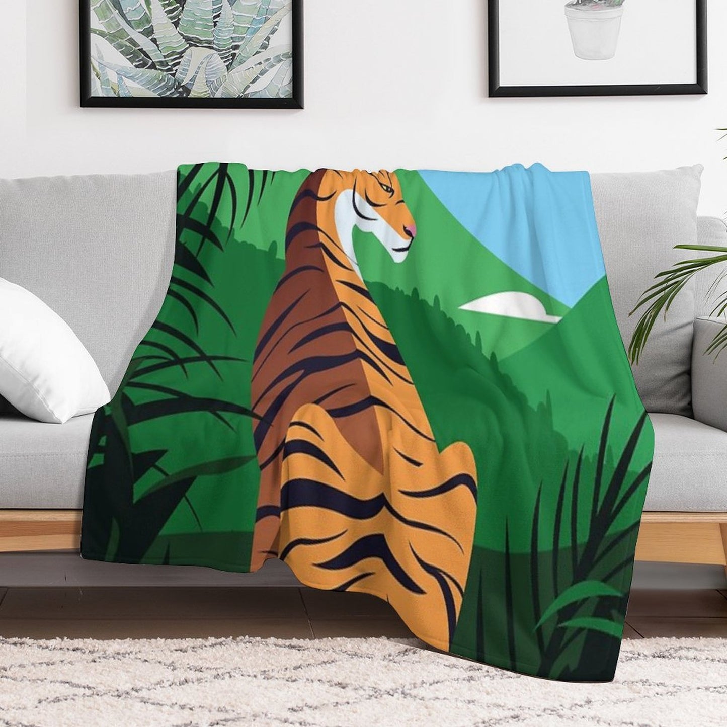 Tropical Tiger Throw Blanket