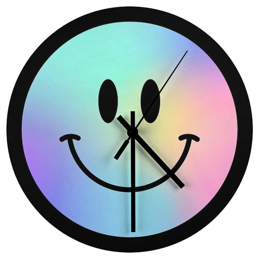 046 Holographic Happy Face ) Smiley Wall Clock