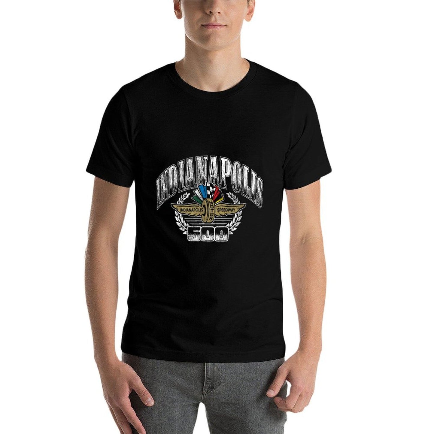 Indy 500 Indianapolis Motor Speedway Vintage Distressed Logo  Cotton T-Shirt