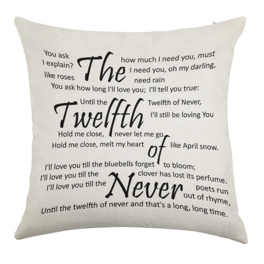 The Twelfth of Never Linen Throw Pillow Cover