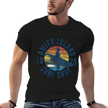 Jaws Amity Island Surf Board  Tagless Design T-Shirt