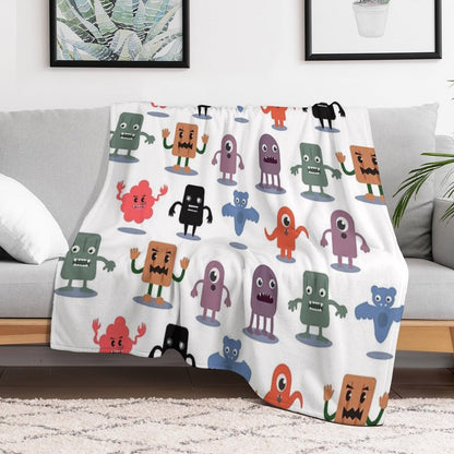 Monster Collection Pattern Throw Blanket