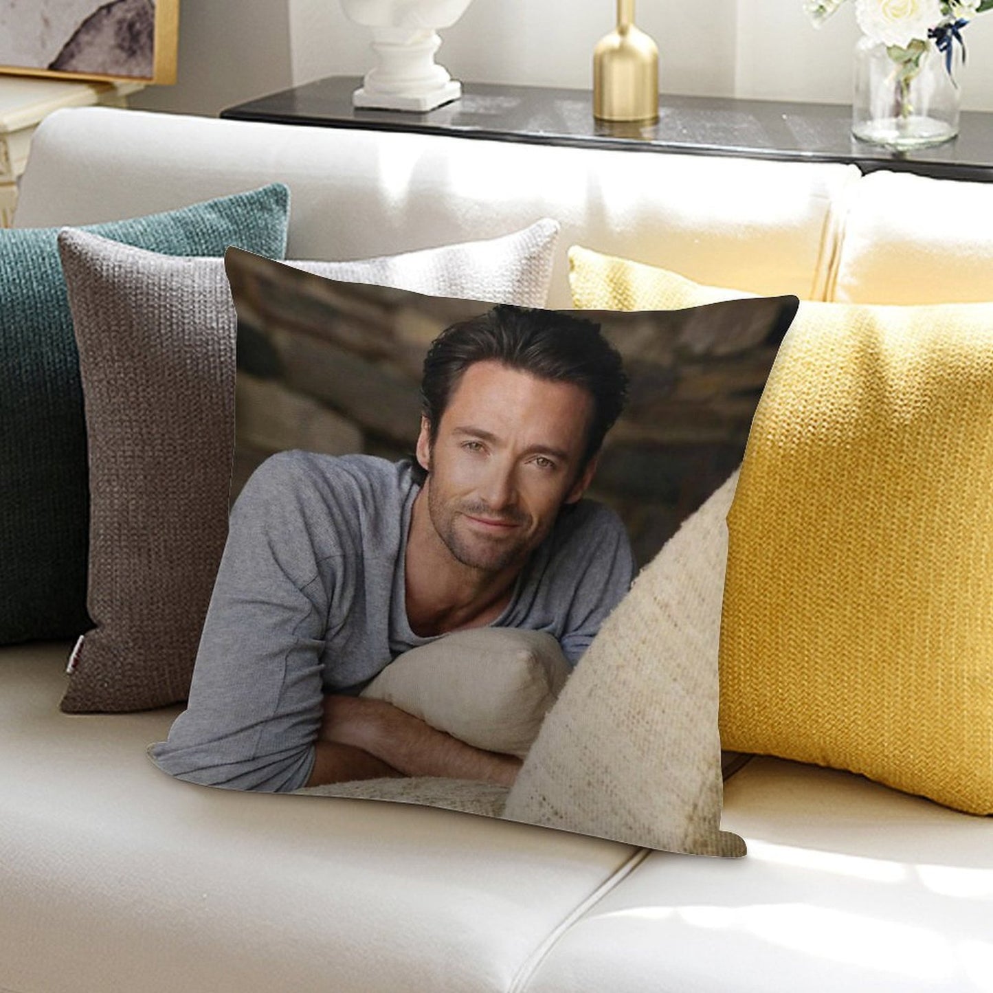Hugh Jackman Soft Reinforced Edging Throw Pillow