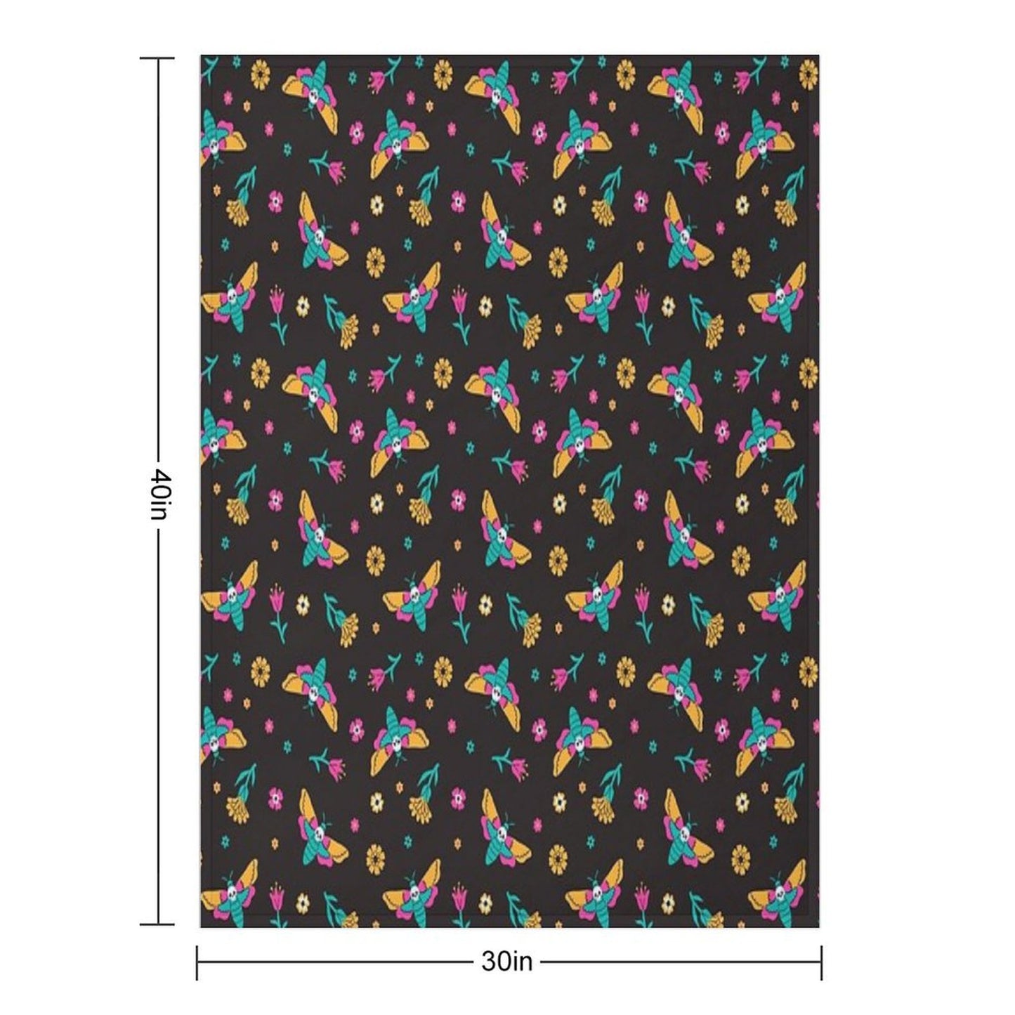 Death's Head Butterflies And Flowers Throw Blanket