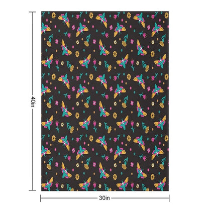 Death's Head Butterflies And Flowers Throw Blanket