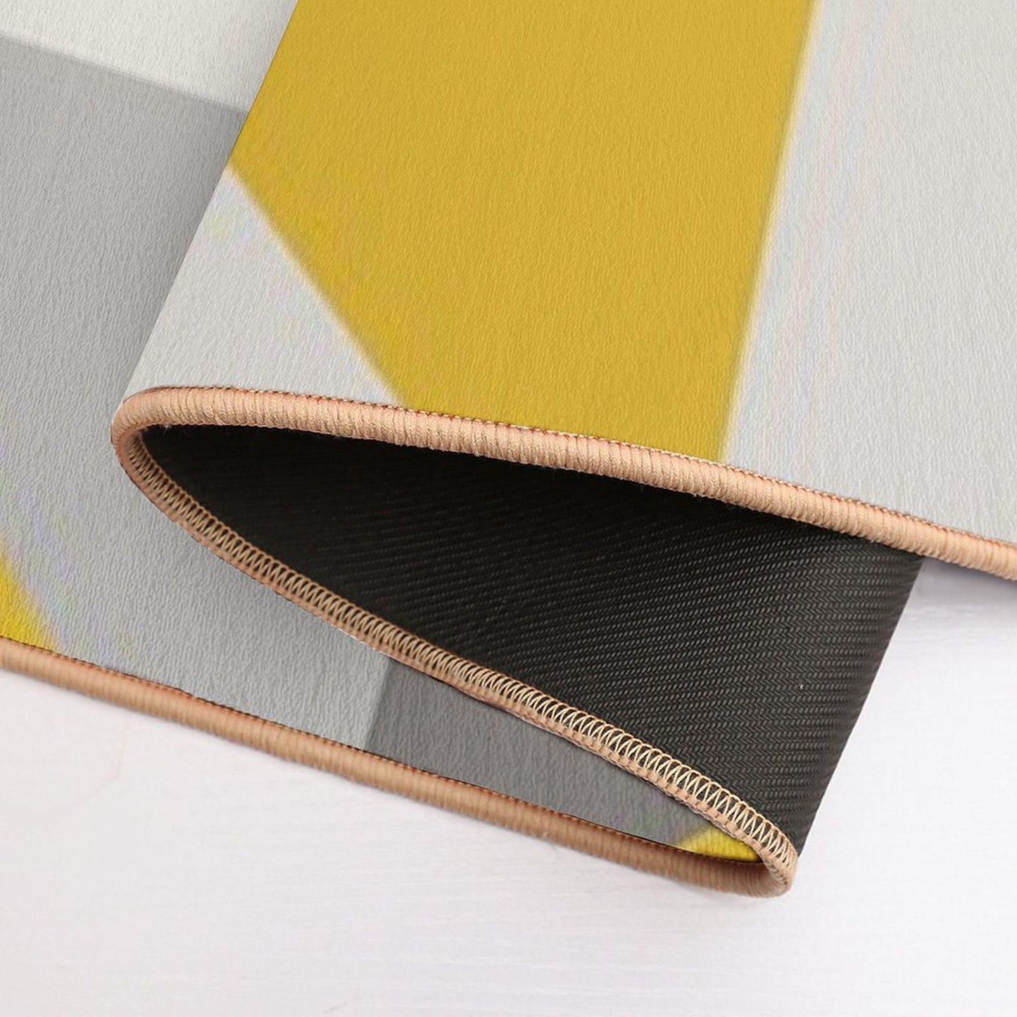 Retro Triangle Design in Yellow And Grey Bath Mat