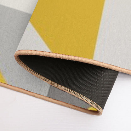 Retro Triangle Design in Yellow And Grey Bath Mat
