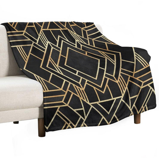 Art Deco Black Throw Blanket