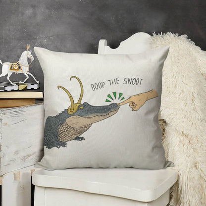 Alligator Loki Boop The Snoot Linen Throw Pillow Cover