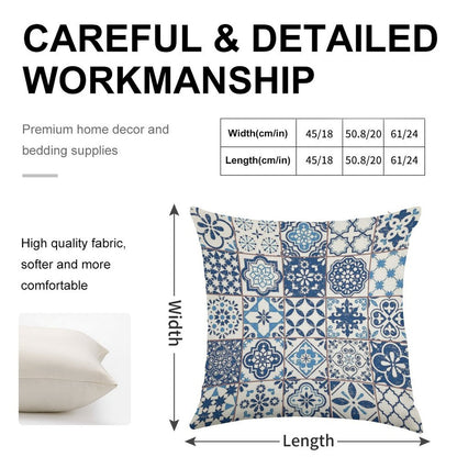 Portuguese Azulejos Linen Throw Pillow Cover