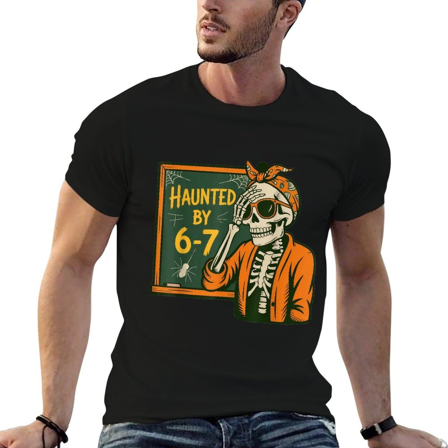 Haunted by 6-7 Teacher 67 Halloween Skeleton Six Seven  Lightweight T-Shirt