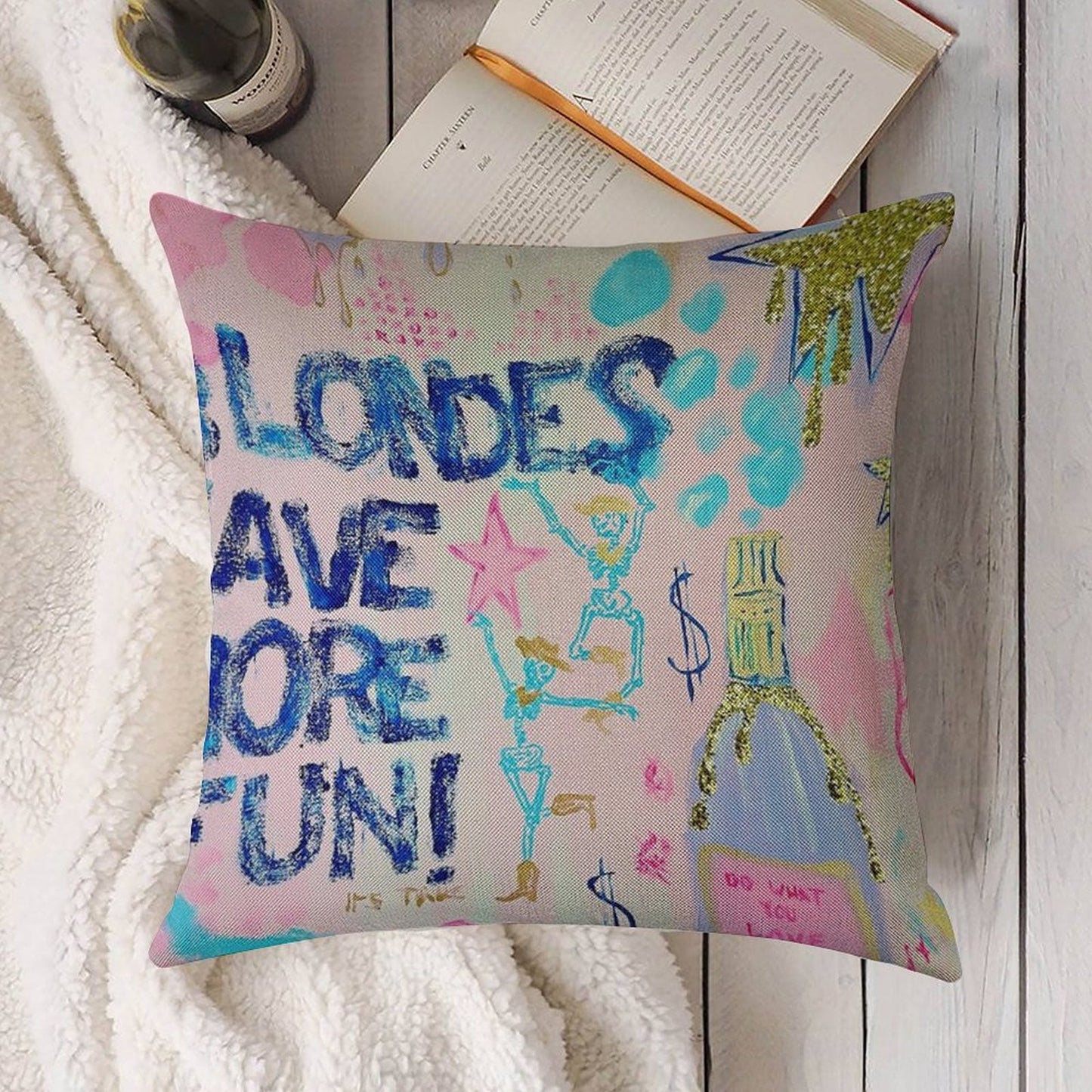 Blondes Have More Fun Linen Throw Pillow Cover