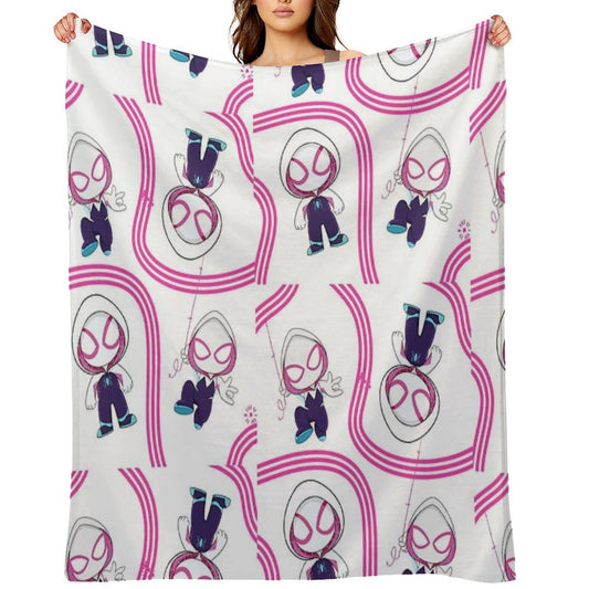 Cute Spider Ghost Gwen, Baby Spidey Girl, Grl Pwr, Cartoon Ghost Kids T-shirt Throw Blanket