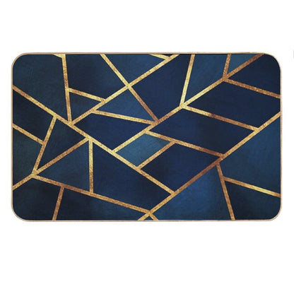 Navy Gold Stone Geometric Bath Mat