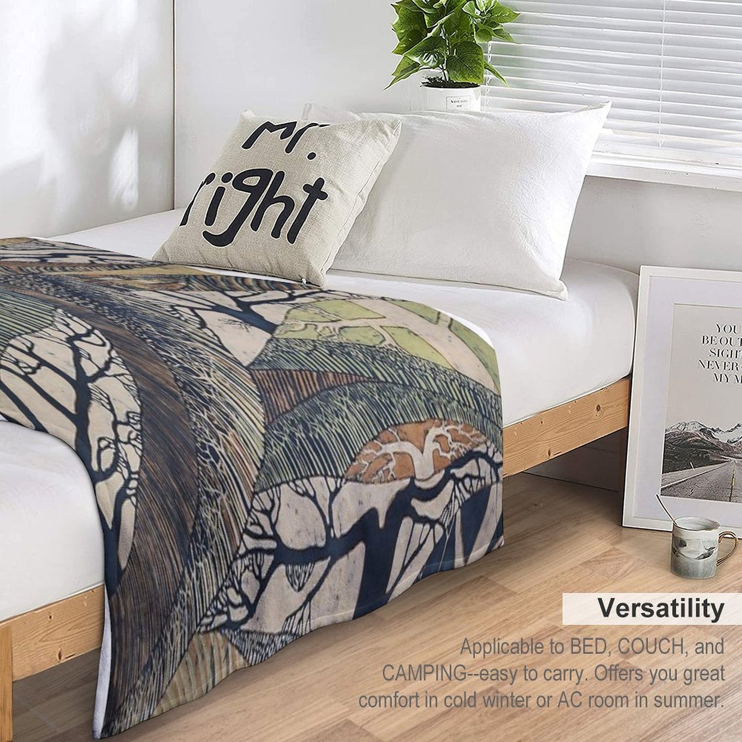 Marching Trees 1970's Batik Throw Blanket