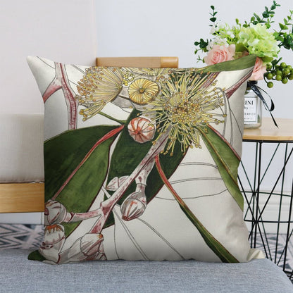 Eucalyptus Mallee Australian Native Linen Throw Pillow Cover