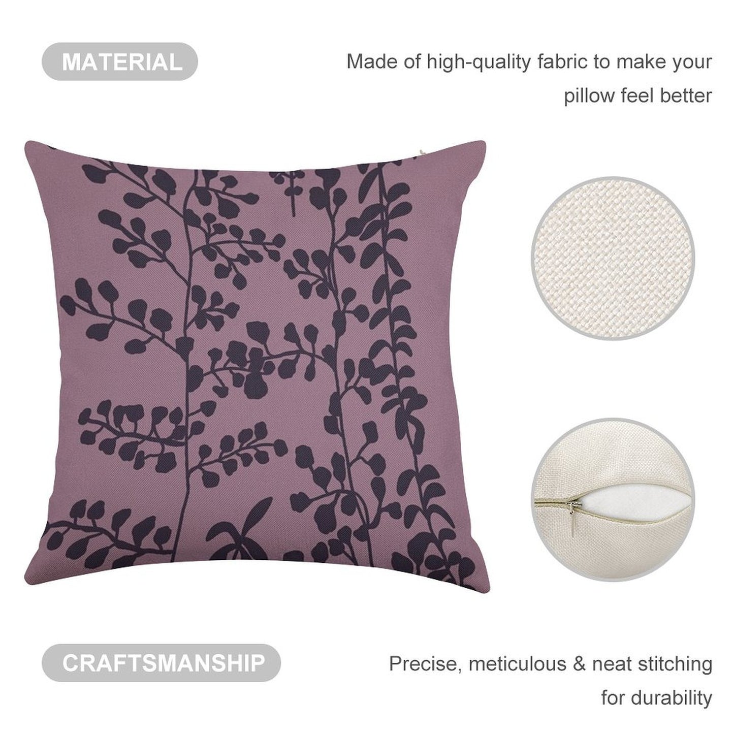 Bella’s Purple Bed Spread Print Linen Throw Pillow Cover