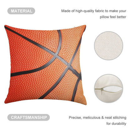 Basketball Linen Throw Pillow Cover
