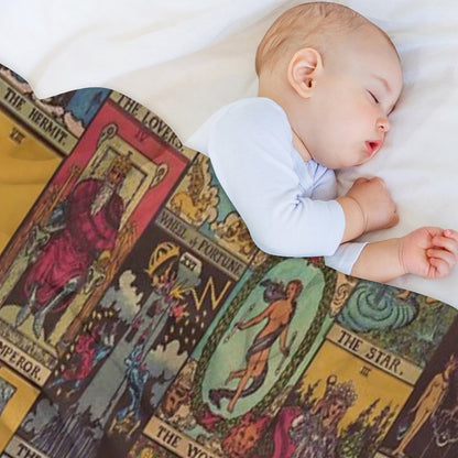 The Major Arcana of Tarot Vintage Patchwork Throw Blanket