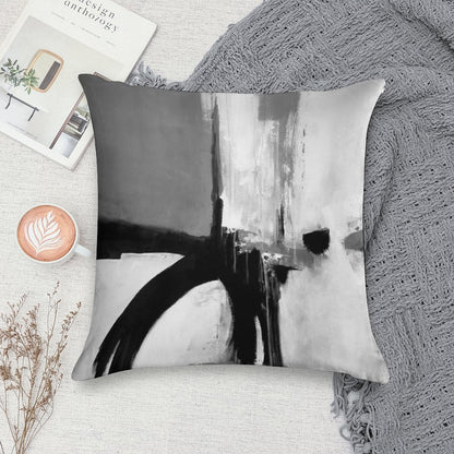 Black White Grey Abstract Soft Easy Maintenance Throw Pillow