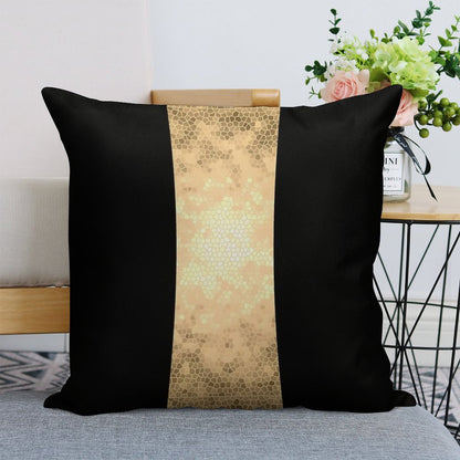 Elegant Gold And Black Design Linen Throw Pillow Cover