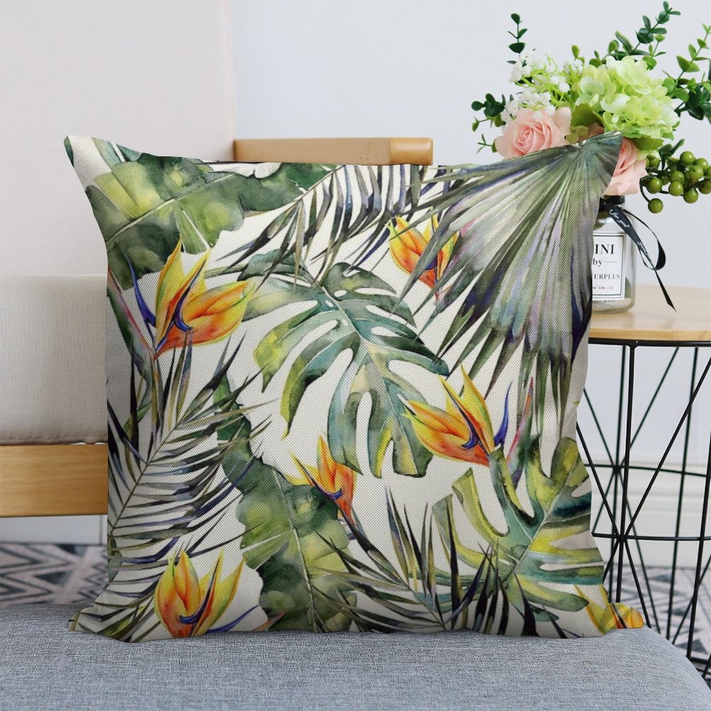 TROPICAL GARDEN Linen Throw Pillow Cover