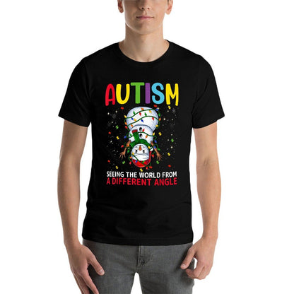 Autism Awareness Snowman Christmas Autistic Xmas Day Pajama  Heathered Texture T-Shirt