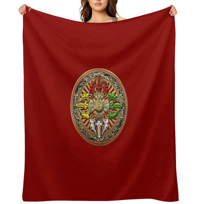 Tibetan Double Dorje Mandala - Double Vajra Throw Blanket