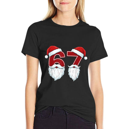 Funny Six Seven 67 Meme Santa Christmas Holiday Party Xmas  Oversized Silhouette T-Shirt