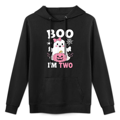 Ghost Boo Im Two 2nd Birthday Girls Halloween Outfit Casual Wear Hoodie