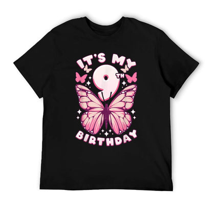 9th Birthday, Girl 9 Years, Butterflies And Number 9 T-Shirt