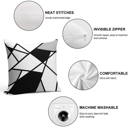 Black Modern Geometric Pattern Soft Gift Ready Throw Pillow
