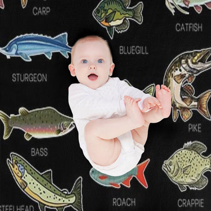 Types Of Freshwater Fish Species Fishing Throw Blanket