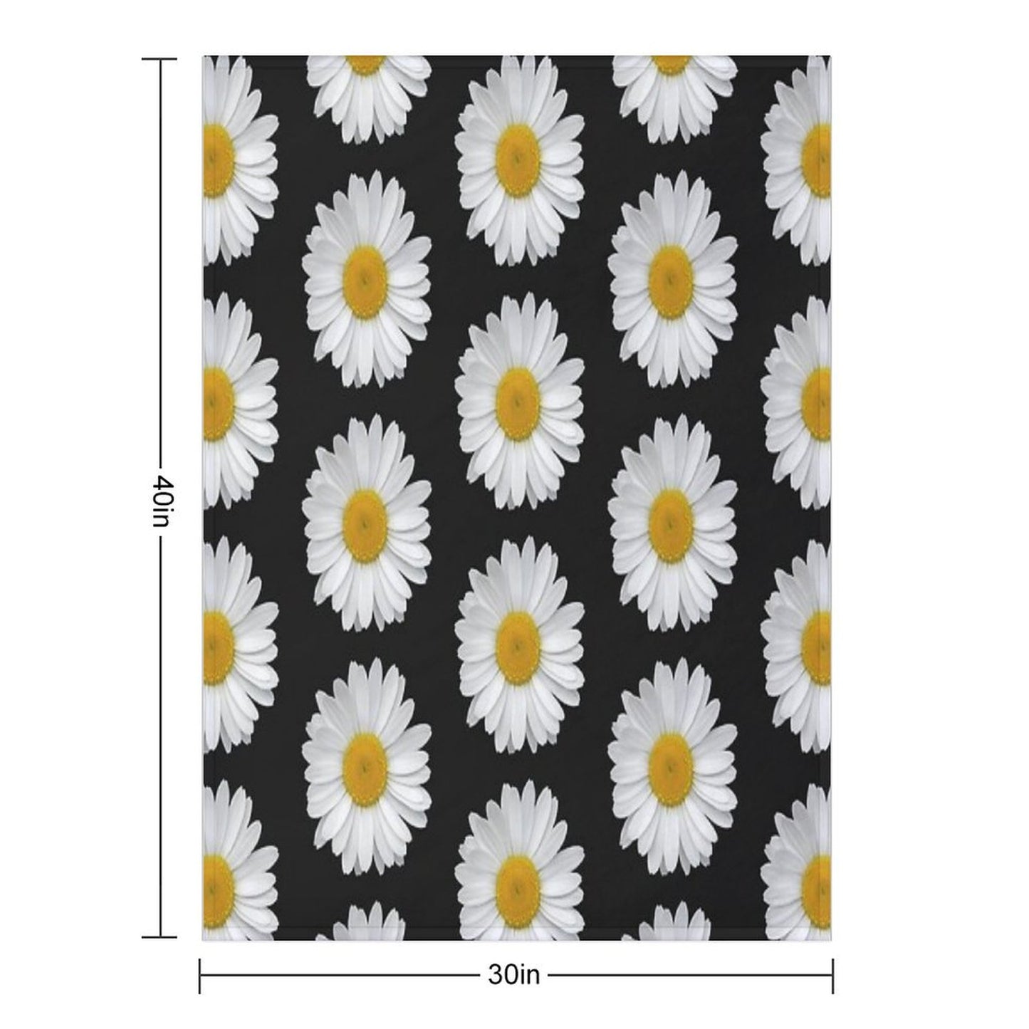 Modern Simple Elegant White Daisy Flowers on Black Throw Blanket
