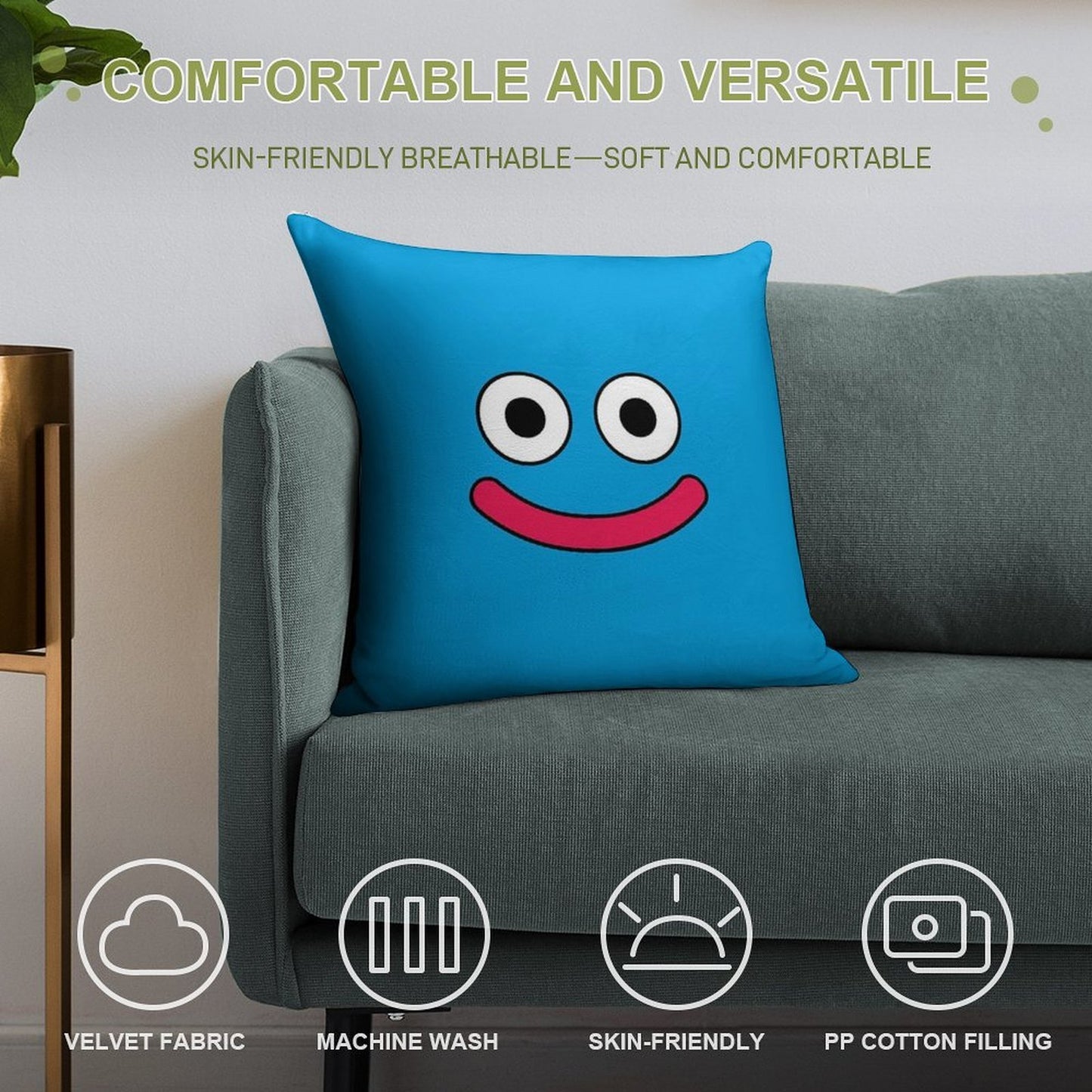 Dragon Quest Slime Soft Warmth Comfort Throw Pillow