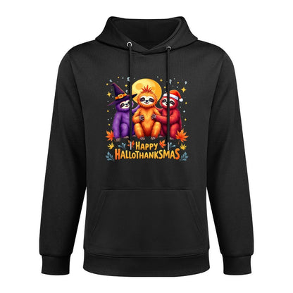 Sloth Happy Hallothanksmas Halloween Thanksgiving Christmas Versatile Streetwear Hoodie