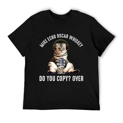 Mike Echo Oscar Whiskey Funny Ham Radio Cat T-Shirt