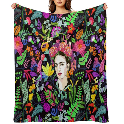 Frida in Bloom Throw Blanket