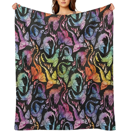 Dragon Fire Dark Rainbow Throw Blanket