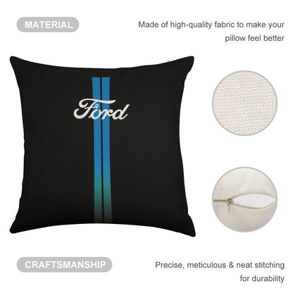 Retro Ford Stripes Linen Throw Pillow Cover