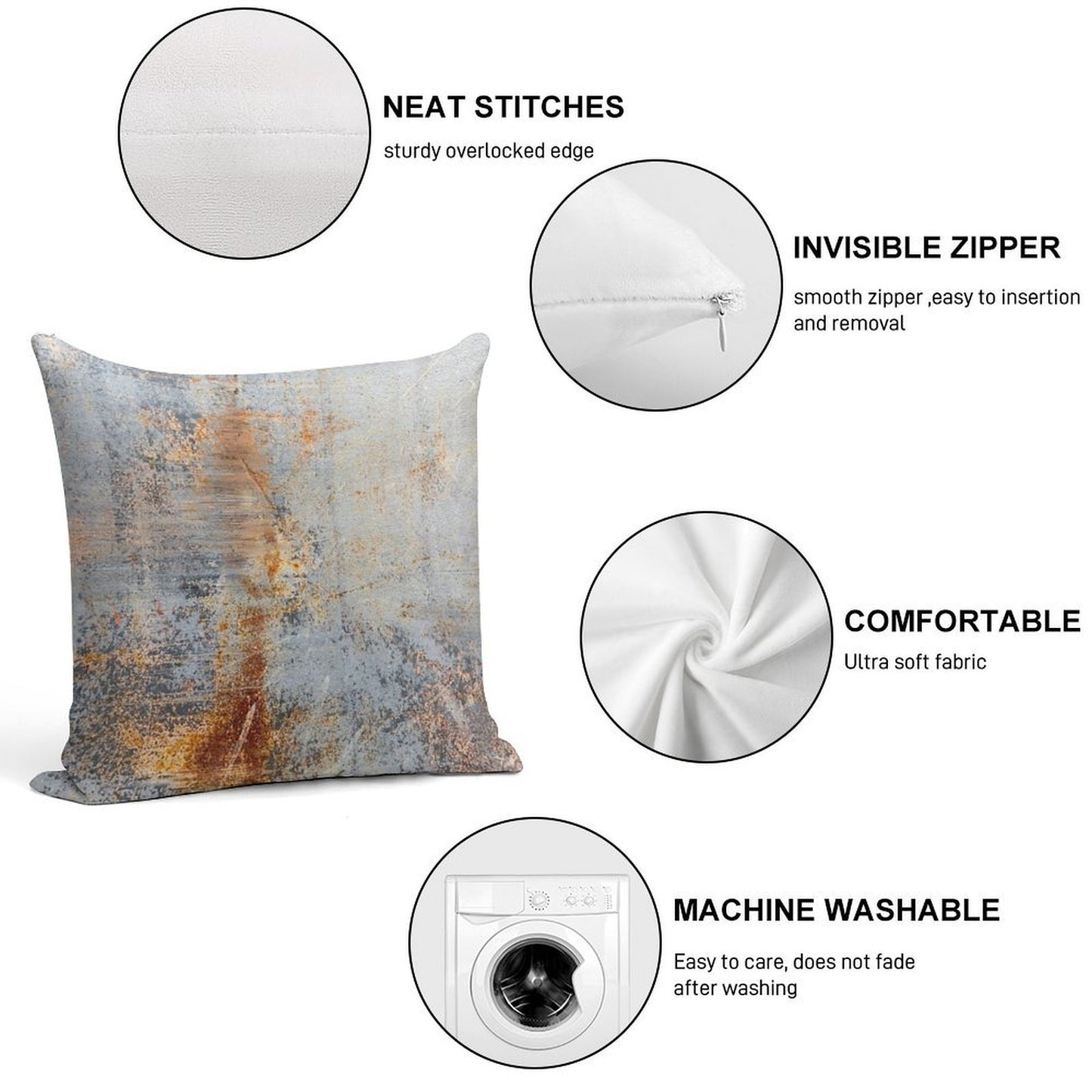 Burn Blue Rust Soft Fade-Resistant Throw Pillow