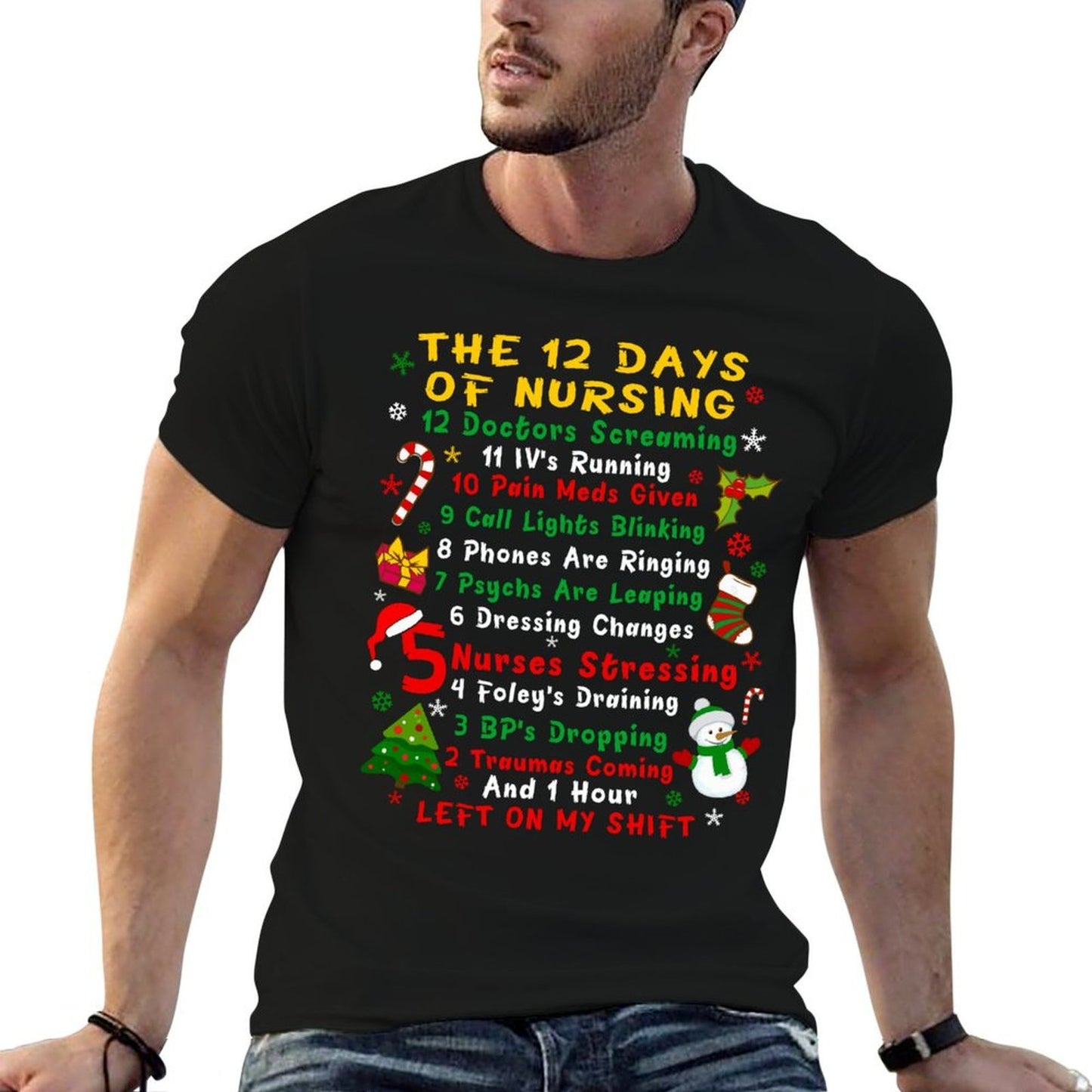 Nurse Christmas Funny 12 Day Nursing  Soft T-Shirt