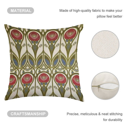 Charles Rennie Mackintosh Design Linen Throw Pillow Cover